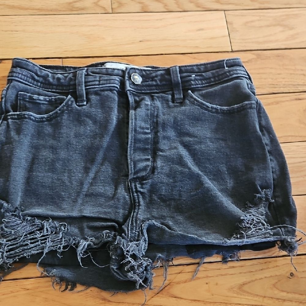 Hollister Dark Gray Distressed Jean Shorts